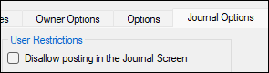 Disallow journal posting checkbox